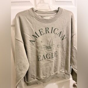AMERICAN EAGLE Sweatshirt Crew Neck Neutral Green size Large